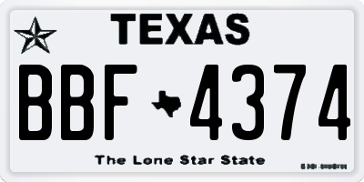 TX license plate BBF4374