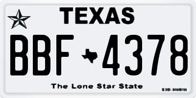 TX license plate BBF4378