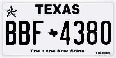 TX license plate BBF4380