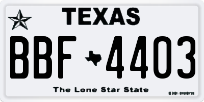 TX license plate BBF4403