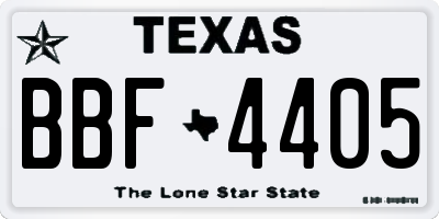 TX license plate BBF4405