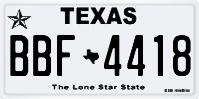 TX license plate BBF4418