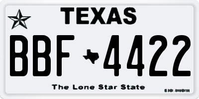 TX license plate BBF4422
