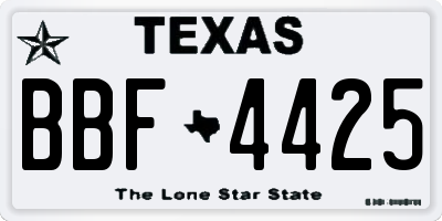 TX license plate BBF4425