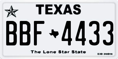 TX license plate BBF4433