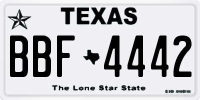 TX license plate BBF4442