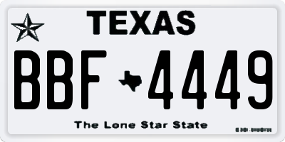 TX license plate BBF4449