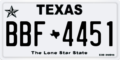 TX license plate BBF4451