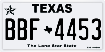 TX license plate BBF4453