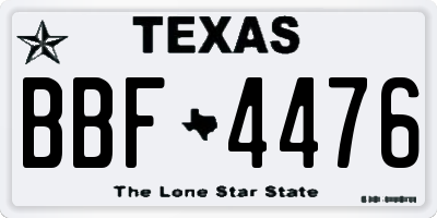 TX license plate BBF4476