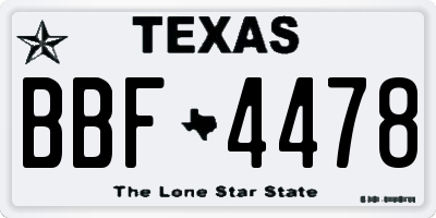 TX license plate BBF4478