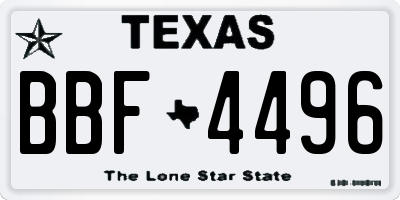 TX license plate BBF4496