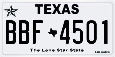 TX license plate BBF4501
