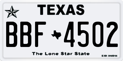 TX license plate BBF4502