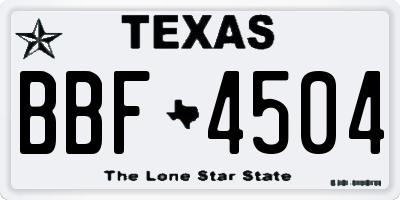 TX license plate BBF4504