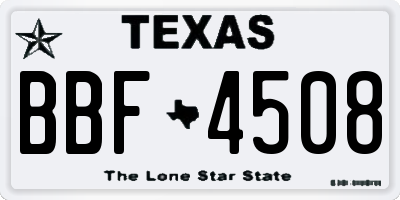 TX license plate BBF4508