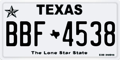 TX license plate BBF4538
