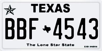 TX license plate BBF4543
