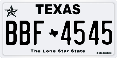 TX license plate BBF4545
