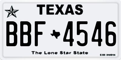 TX license plate BBF4546