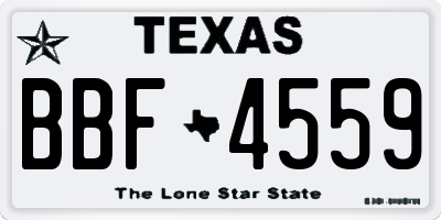 TX license plate BBF4559