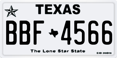 TX license plate BBF4566
