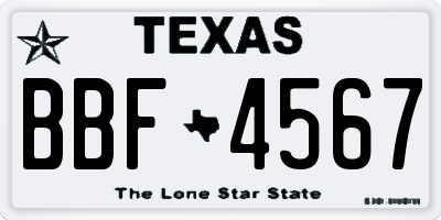 TX license plate BBF4567