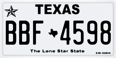 TX license plate BBF4598