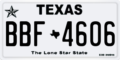 TX license plate BBF4606