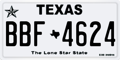 TX license plate BBF4624