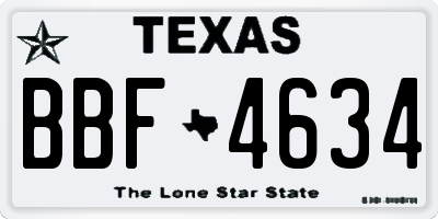 TX license plate BBF4634