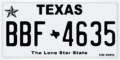 TX license plate BBF4635