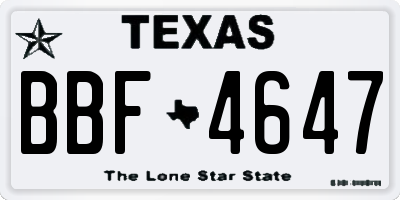 TX license plate BBF4647