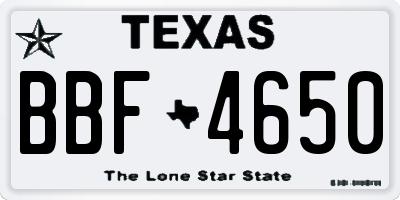 TX license plate BBF4650