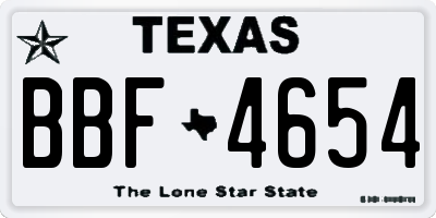 TX license plate BBF4654