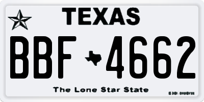 TX license plate BBF4662