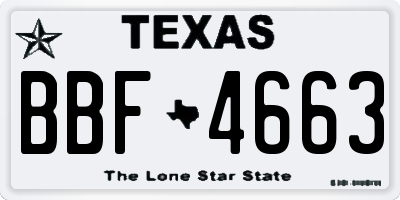 TX license plate BBF4663