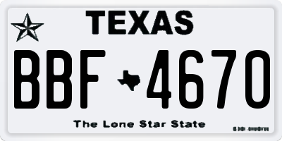TX license plate BBF4670