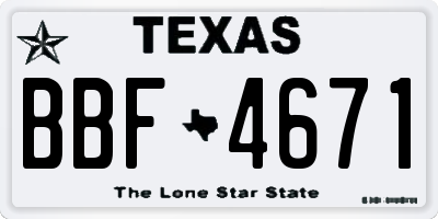 TX license plate BBF4671