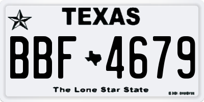 TX license plate BBF4679