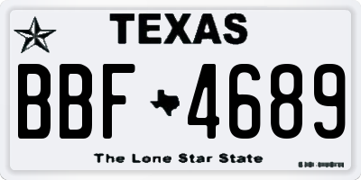 TX license plate BBF4689