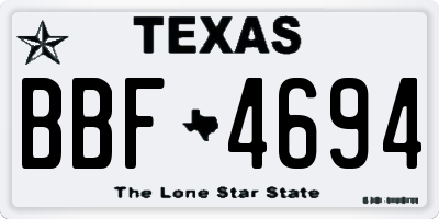 TX license plate BBF4694