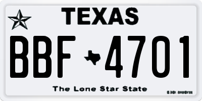 TX license plate BBF4701