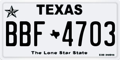 TX license plate BBF4703