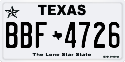 TX license plate BBF4726