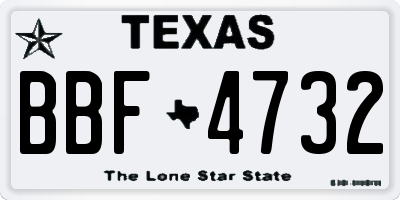 TX license plate BBF4732