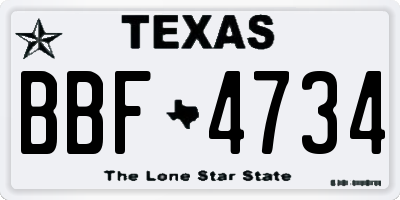 TX license plate BBF4734