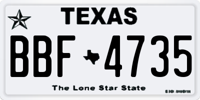 TX license plate BBF4735