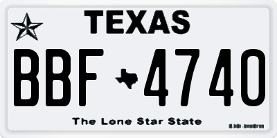 TX license plate BBF4740