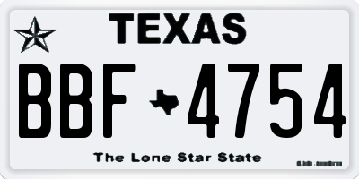 TX license plate BBF4754